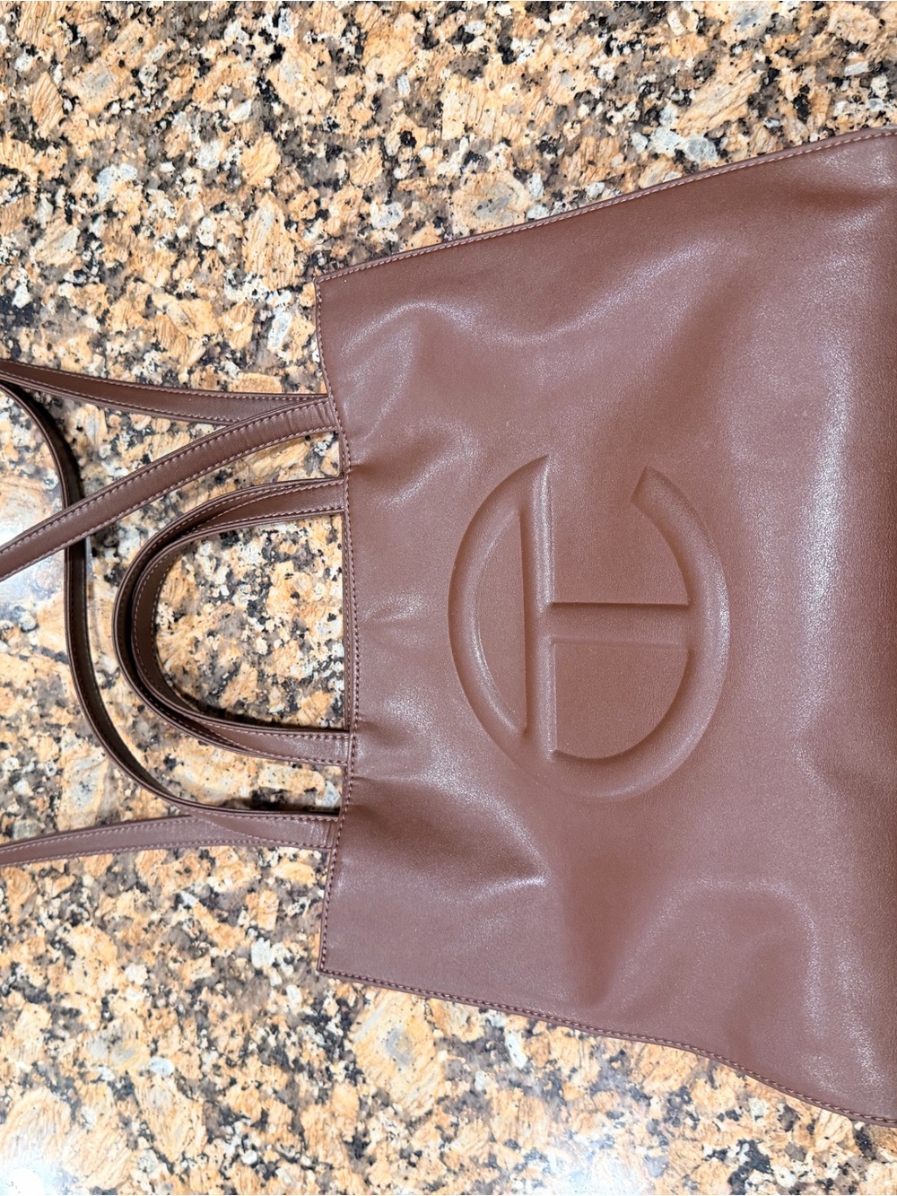 Telfar Brown Embossed Logo Tote